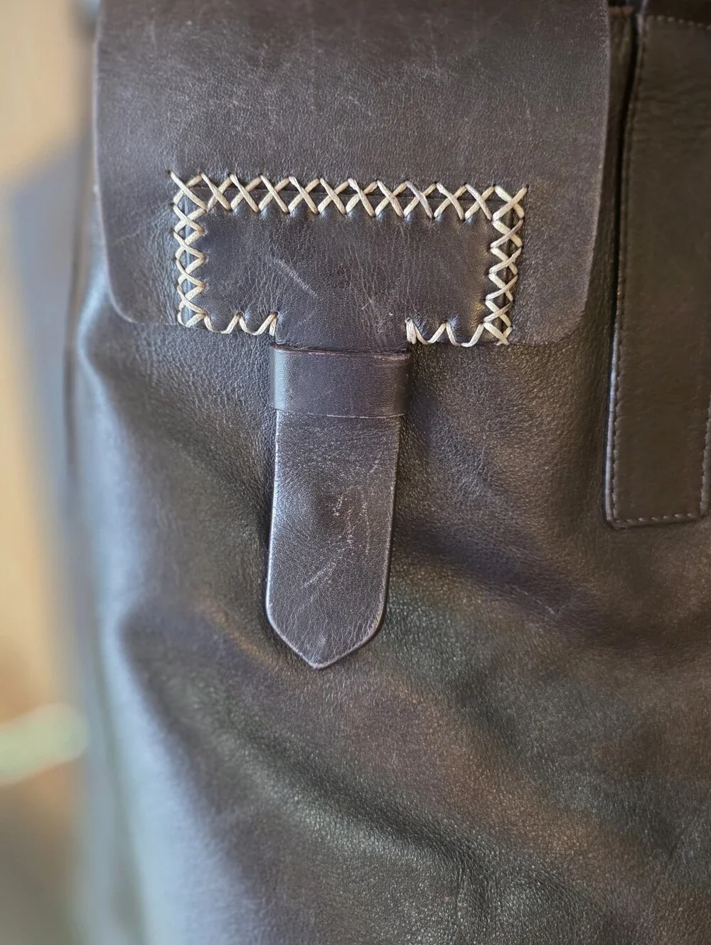 Falor Brown Leather Shoulder Bag, Made In Italy